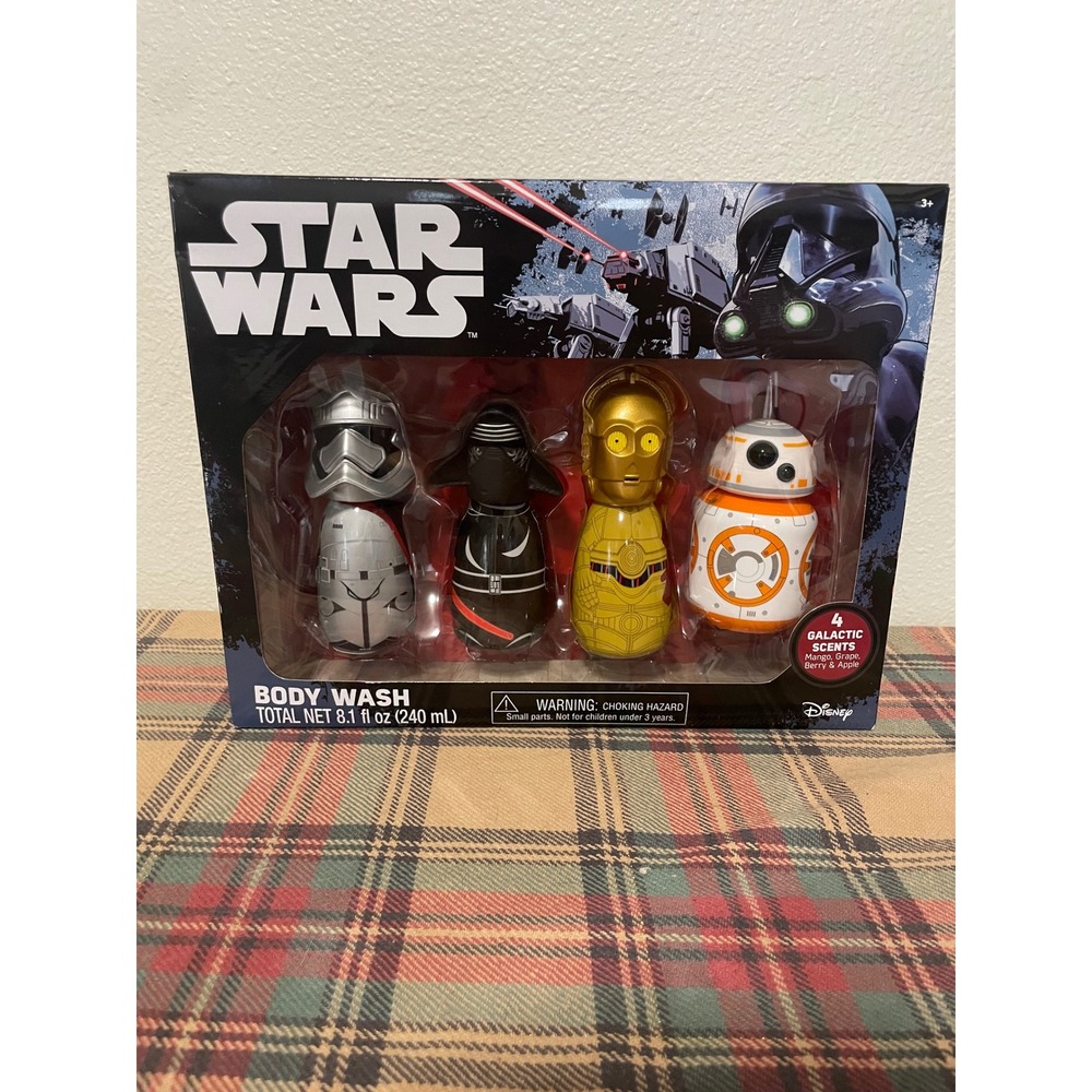 Star Wars Body Wash Set Kids 8.1oz Multicolor New 4pk Character Bottles Scents